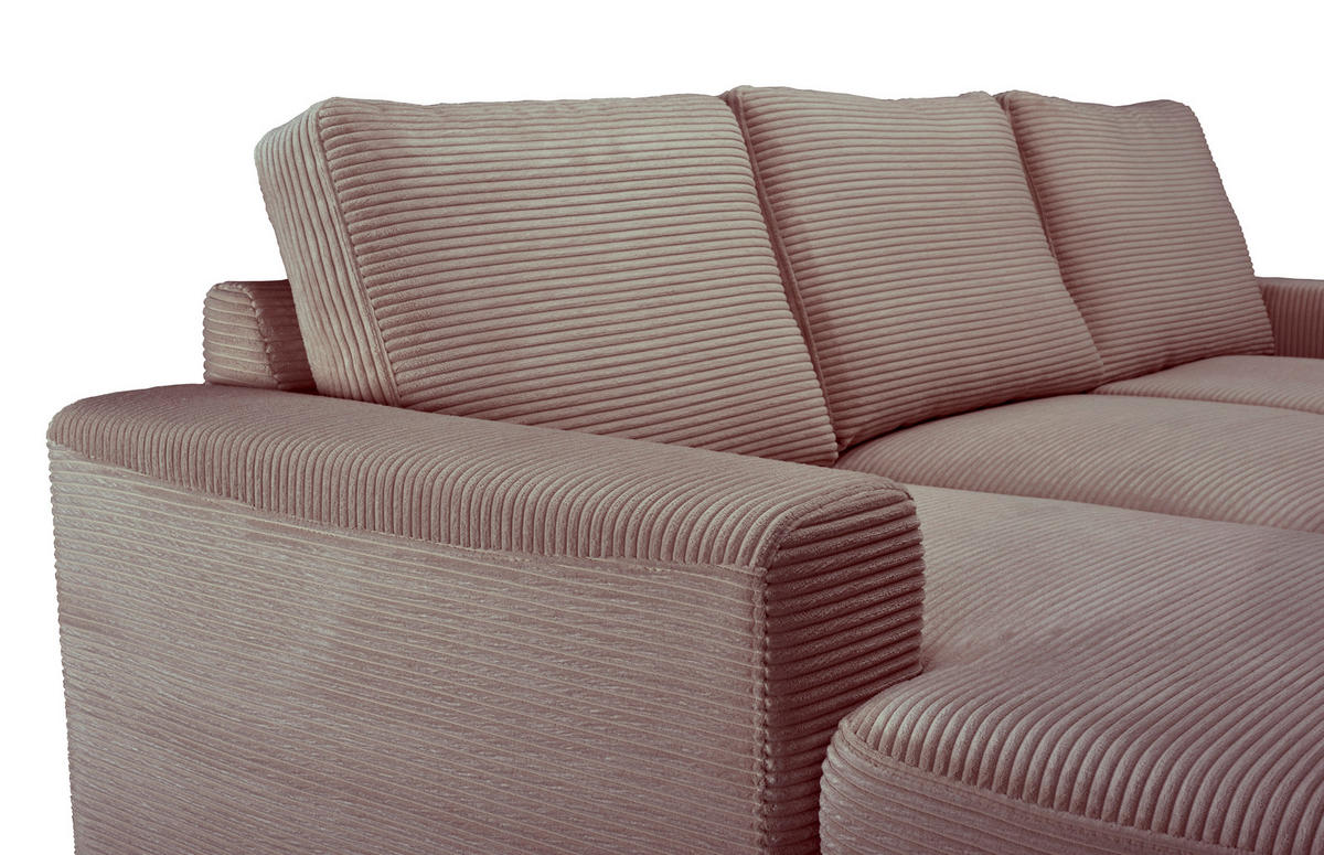 ECKSOFA Taupe Cord  - Taupe/Schwarz, KONVENTIONELL, Textil/Metall (150/240cm) - Carryhome