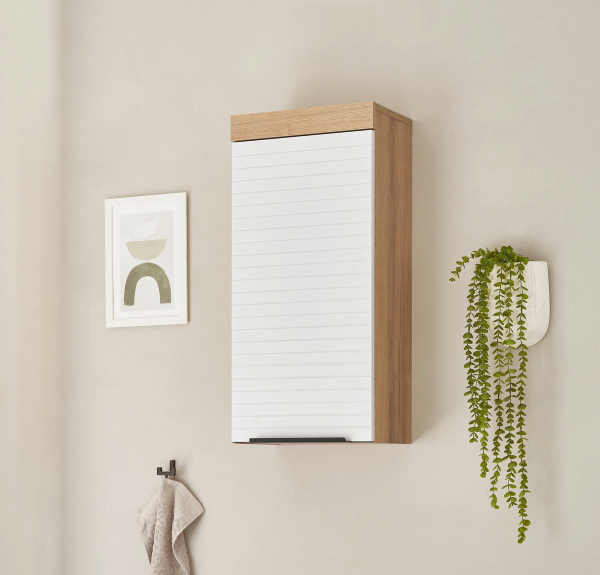 HÄNGESCHRANK 36/77/23 cm  - Eichefarben/Schwarz, Basics, Holzwerkstoff/Kunststoff (36/77/23cm) - MID.YOU