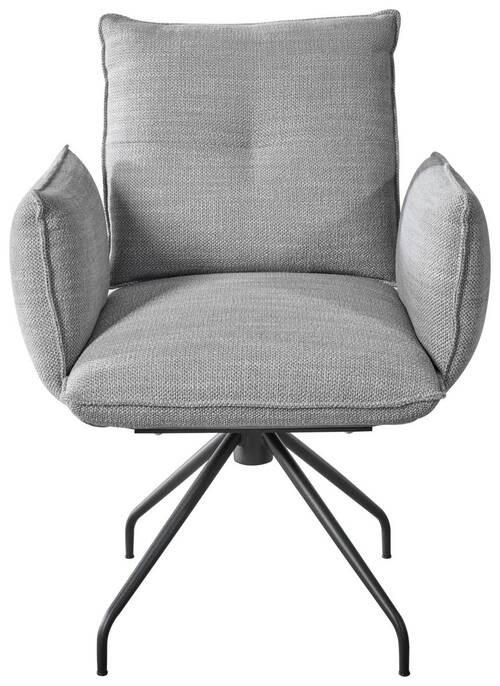 ARMLEHNSTUHL  in Stahl Struktur  - Platinfarben/Schwarz, Design, Textil/Metall (65/90/70cm) - Dieter Knoll