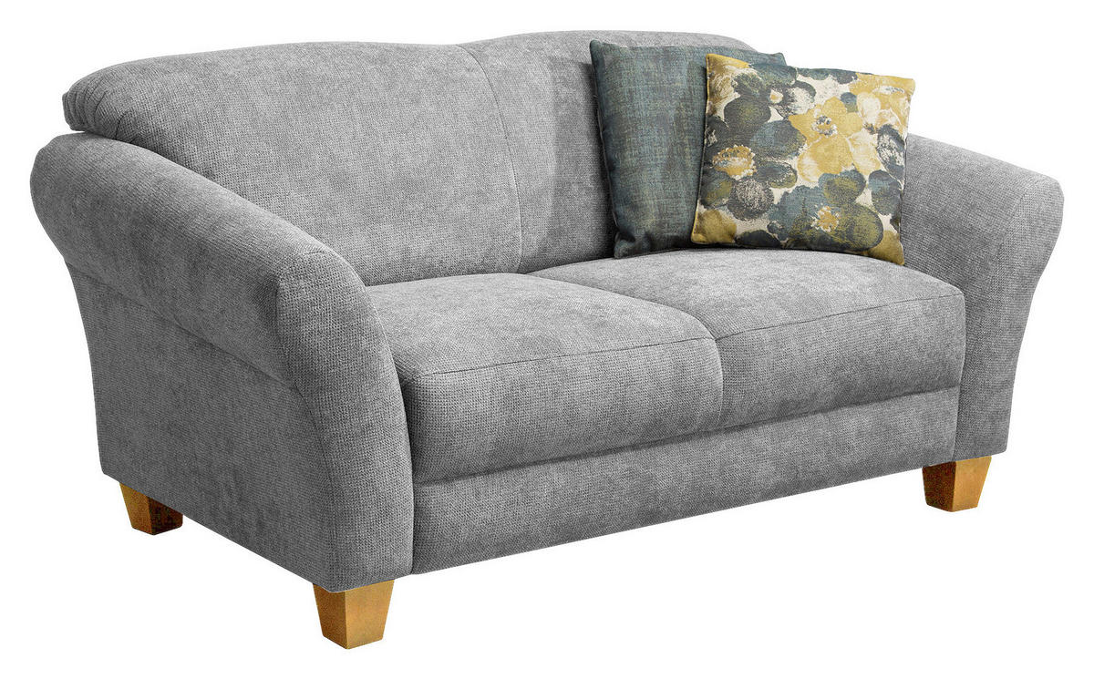 2-SITZER-SOFA Flachgewebe Silberfarben  - Silberfarben/Naturfarben, KONVENTIONELL, Holz/Textil (163/84/89cm) - Sit & More