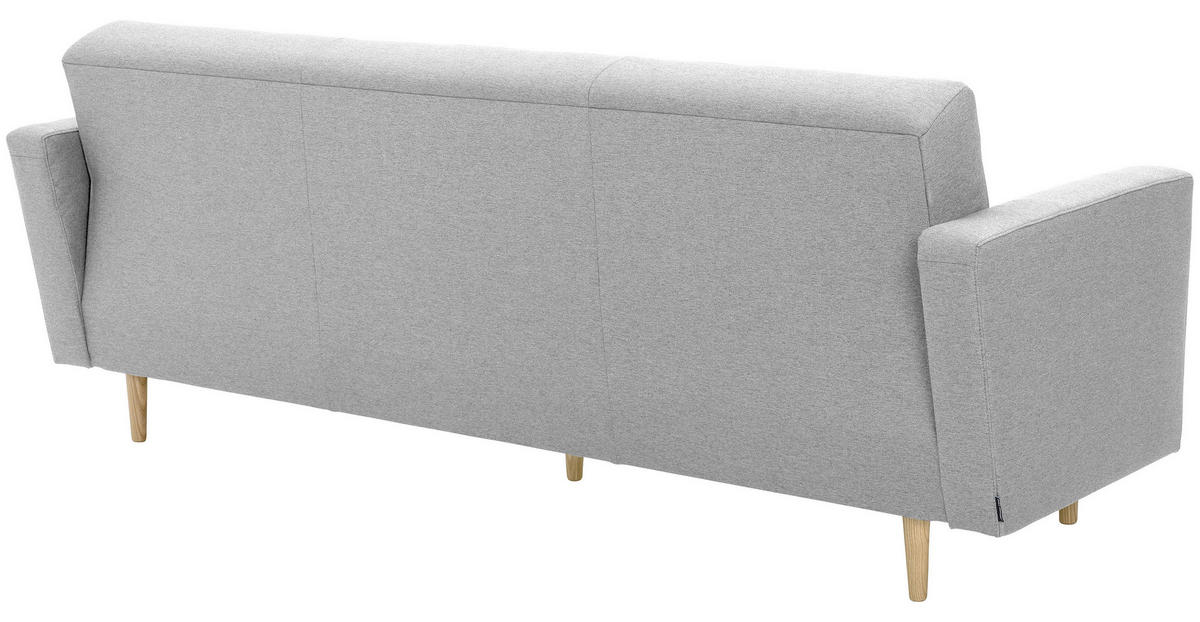3-SITZER-SOFA in Flachgewebe Hellgrau  - Eschefarben/Hellgrau, Modern, Holz/Textil (224/81/83cm) - Max Winzer