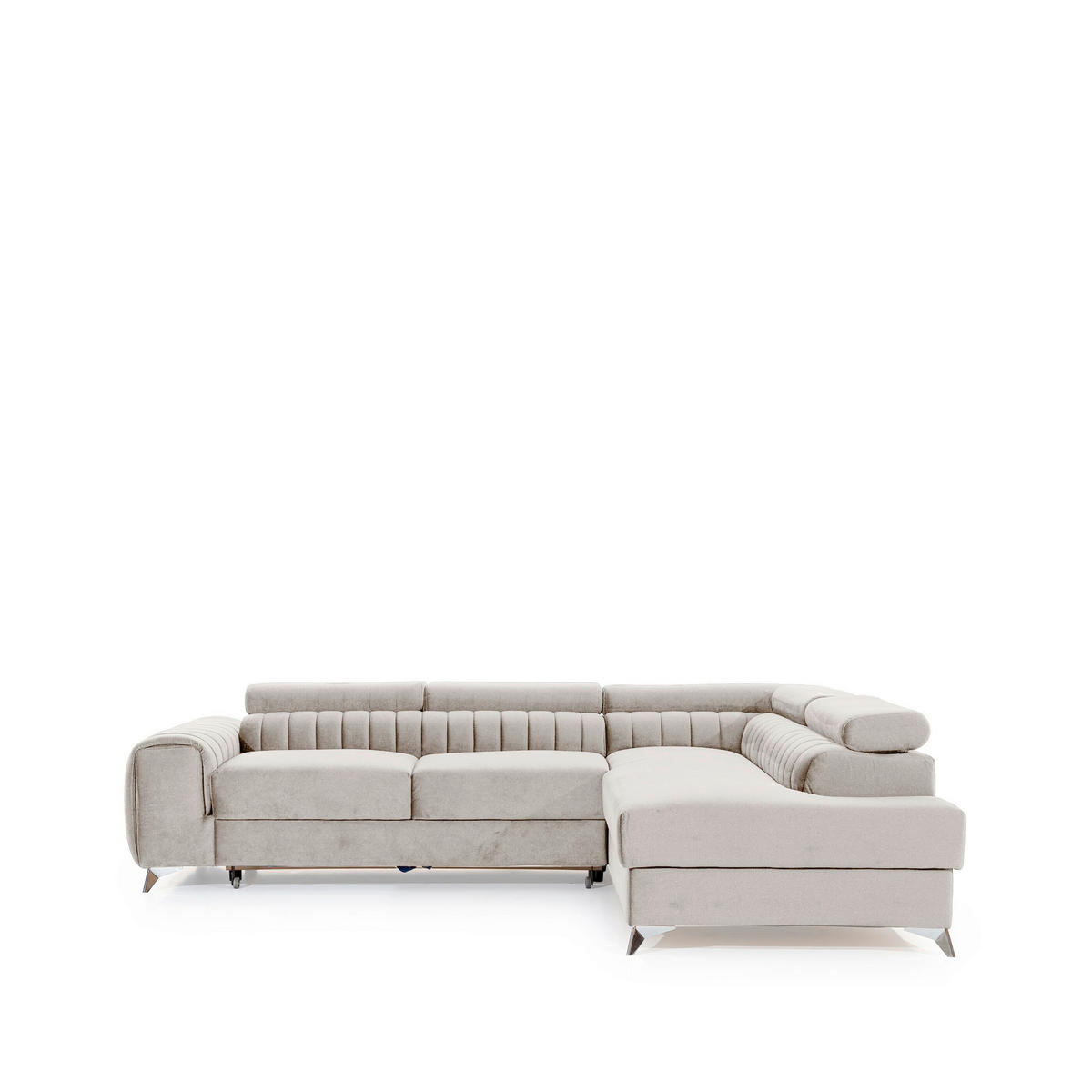 ECKSOFA Beige  - Beige/Silberfarben, Design, Textil/Metall (278/205cm) - MID.YOU
