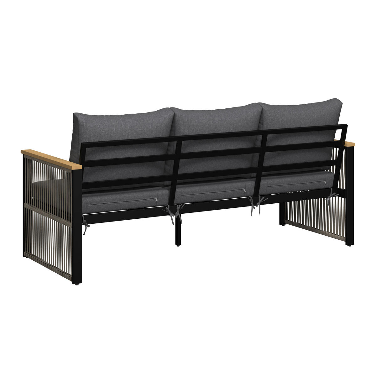 LOUNGESOFA  - Anthrazit/Teakfarben, MODERN, Holz/Metall (190/75.5/73cm) - Ambia Garden