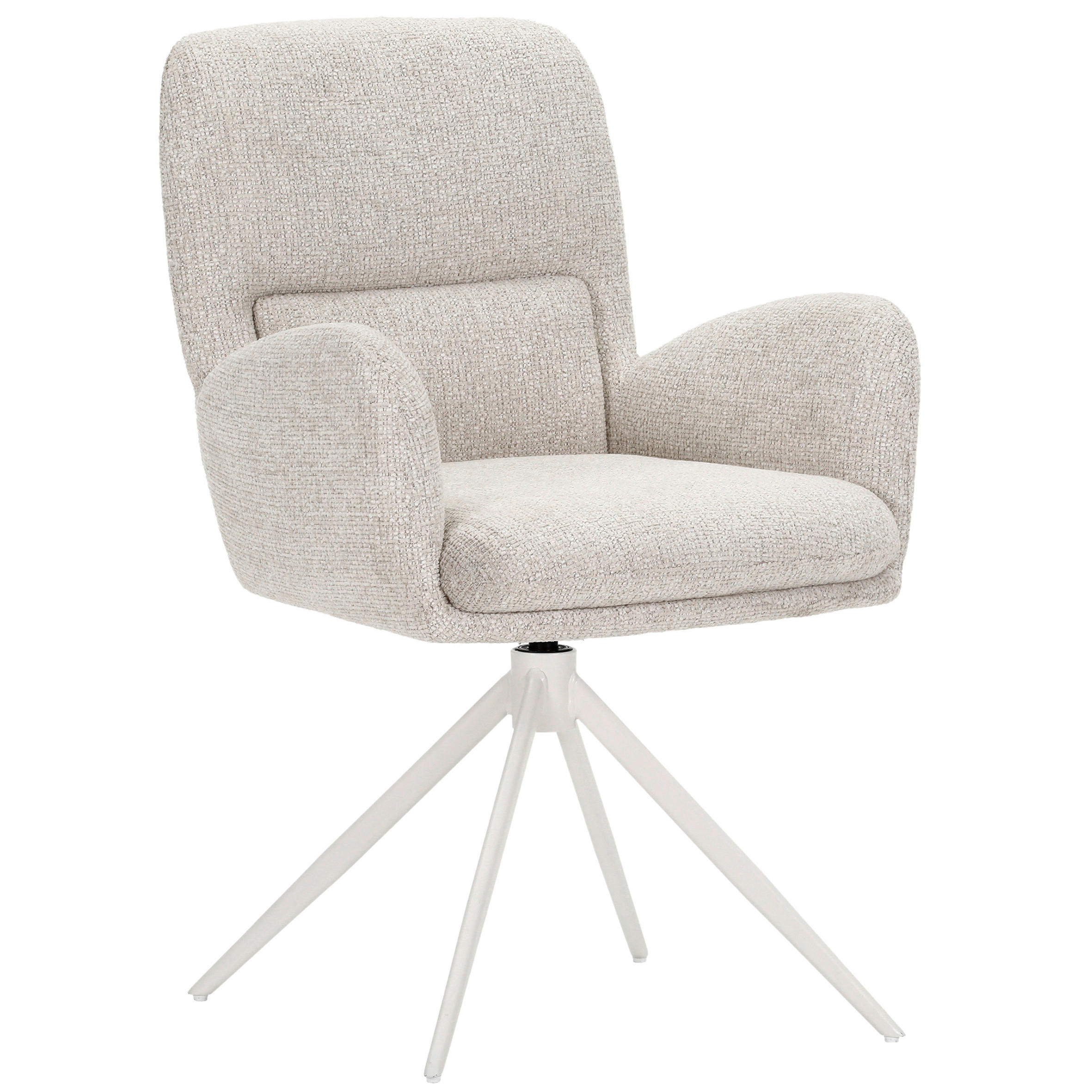 ARMLEHNSTUHL  Wippfunktion, Sitzfläche 360° drehbar, automatische Rückholfunktion Webstoff  Creme, Beige  - Beige/Creme, MODERN, Textil/Metall (63/91/65cm) - Hom`in