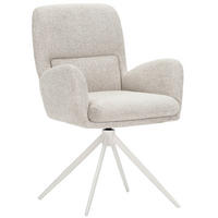 ARMLEHNSTUHL  Wippfunktion, Sitzfläche 360° drehbar, automatische Rückholfunktion Webstoff  Creme, Beige  - Beige/Creme, MODERN, Textil/Metall (63/91/65cm) - Hom`in