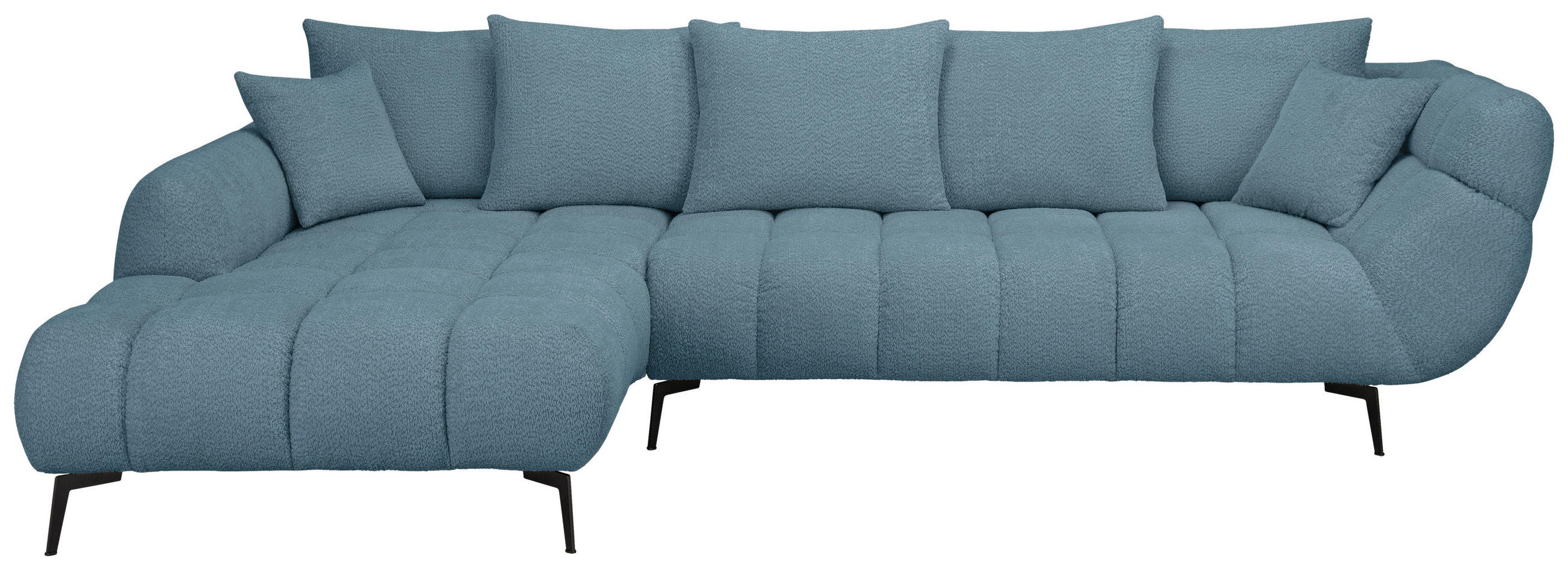 ECKSOFA Blaugrau Bouclé Zierkissen, Rückenkissen, Rücken echt  - Blaugrau/Schwarz, MODERN, Textil/Metall (217/318cm) - Carryhome