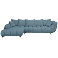 ECKSOFA Blaugrau Bouclé Zierkissen, Rückenkissen, Rücken echt  - Blaugrau/Schwarz, MODERN, Textil/Metall (217/318cm) - Carryhome