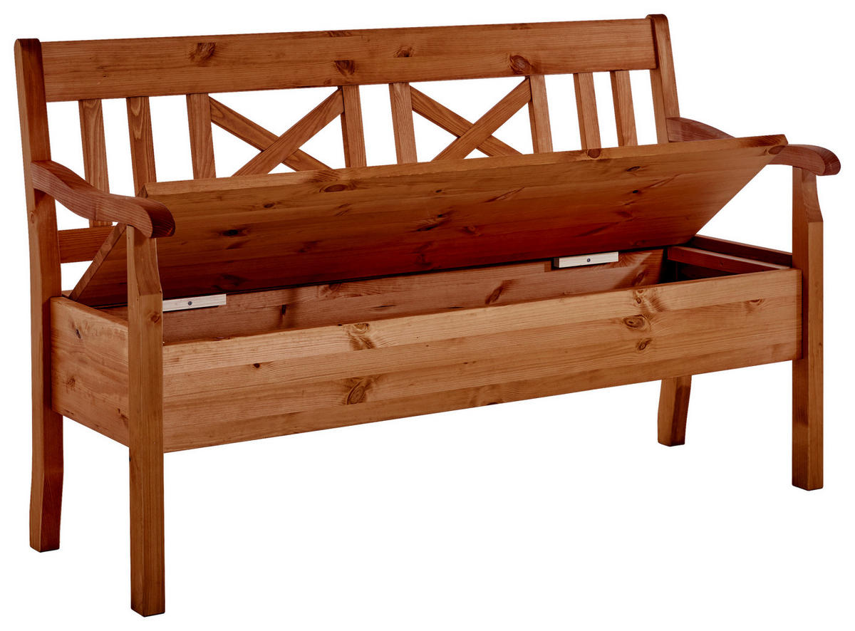 SITZBANK 148/93/58 cm Bernsteinfarben Kiefer massiv  - Bernsteinfarben, ROMANTIK / LANDHAUS, Holz (148/93/58cm) - Boxxx