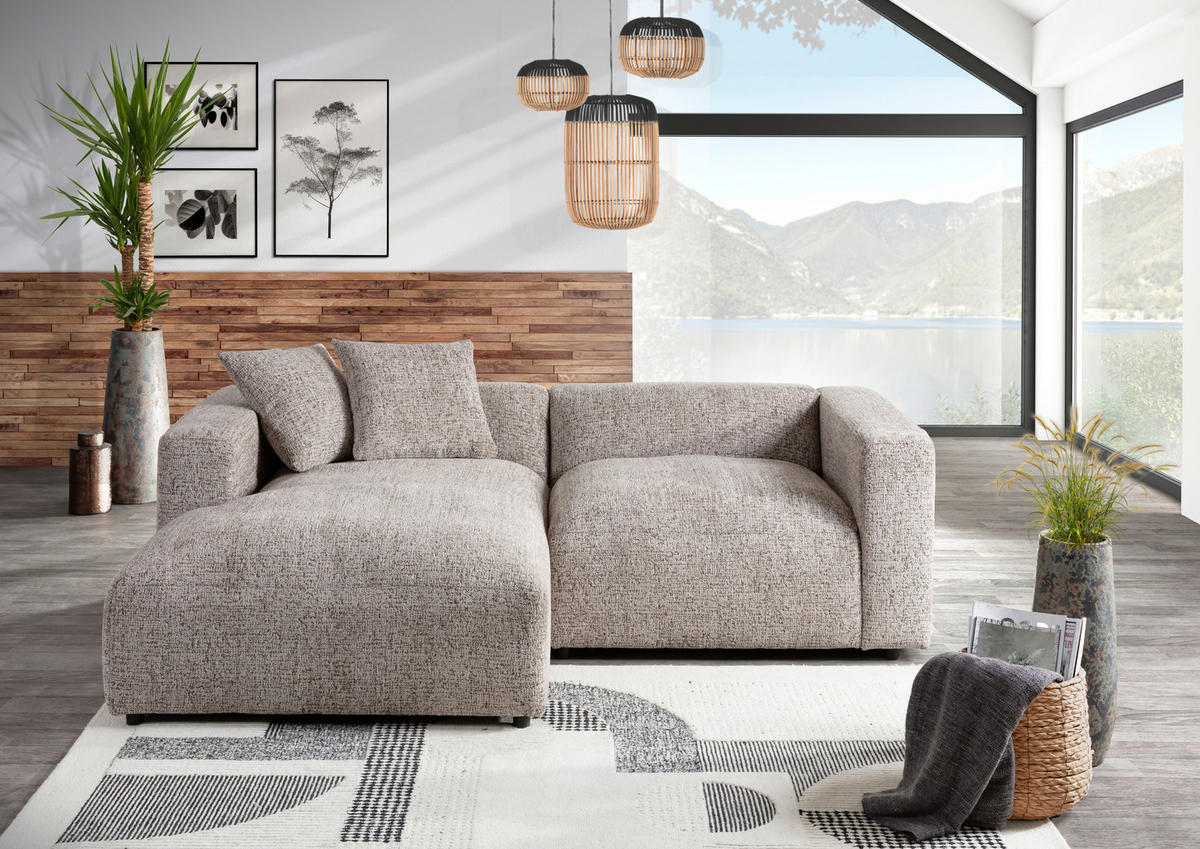 ECKSOFA Braun Chenille  - Creme/Schwarz, MODERN, Kunststoff/Textil (178/231cm) - Carryhome