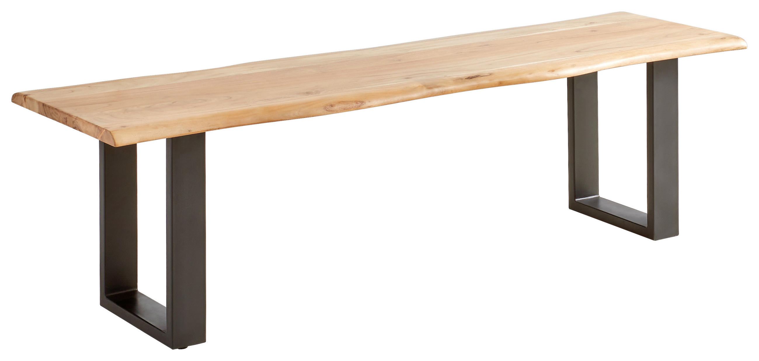 SITZBANK 200/45/45 cm Schwarz, Akaziefarben Akazie vollmassiv  - Schwarz/Akaziefarben, Basics, Holz/Metall (200/45/45cm) - MID.YOU