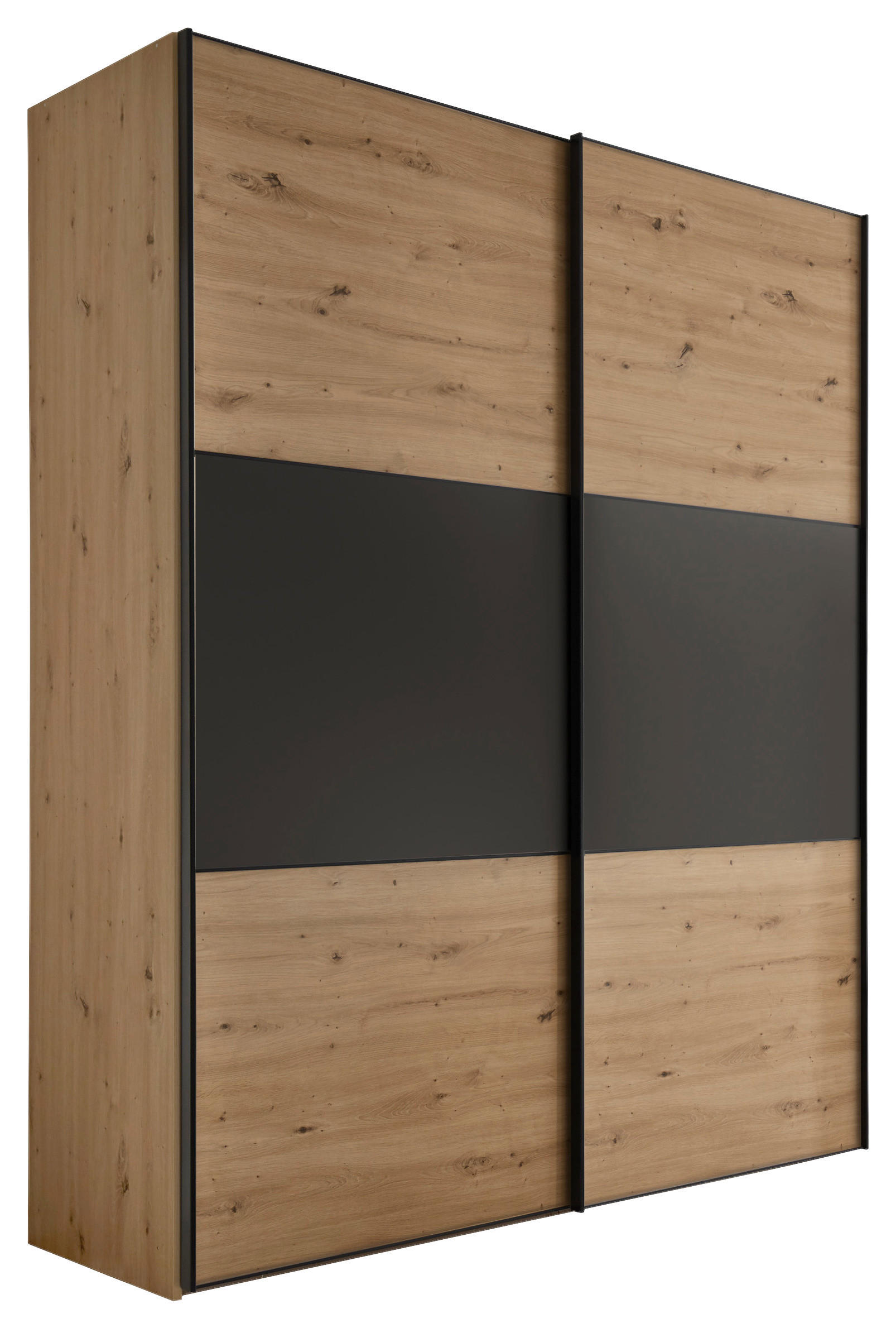 SCHWEBETÜRENSCHRANK 167/222/68 cm 2-türig Anthrazit, Eiche Artisan  - Anthrazit/Schwarz, Holzwerkstoff/Metall (167/222/68cm) - Moderano