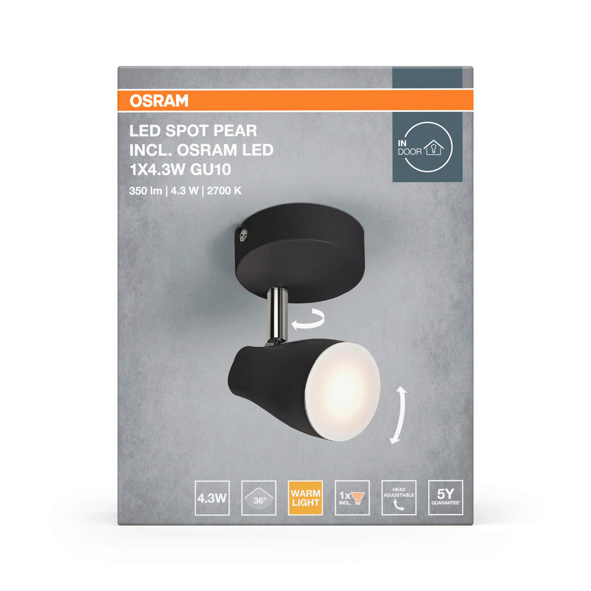 LED-STRAHLER 8/11/9,2 cm   - Schwarz, Basics, Kunststoff/Metall (8/11/9,2cm) - Osram