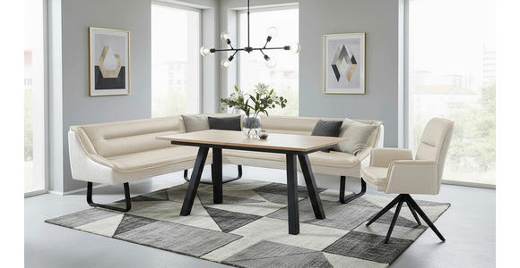 ECKBANK 178/237 cm Struktur Echtleder Schwarz, Beige   - Beige/Schwarz, Design, Leder/Textil (178/237cm) - Novel