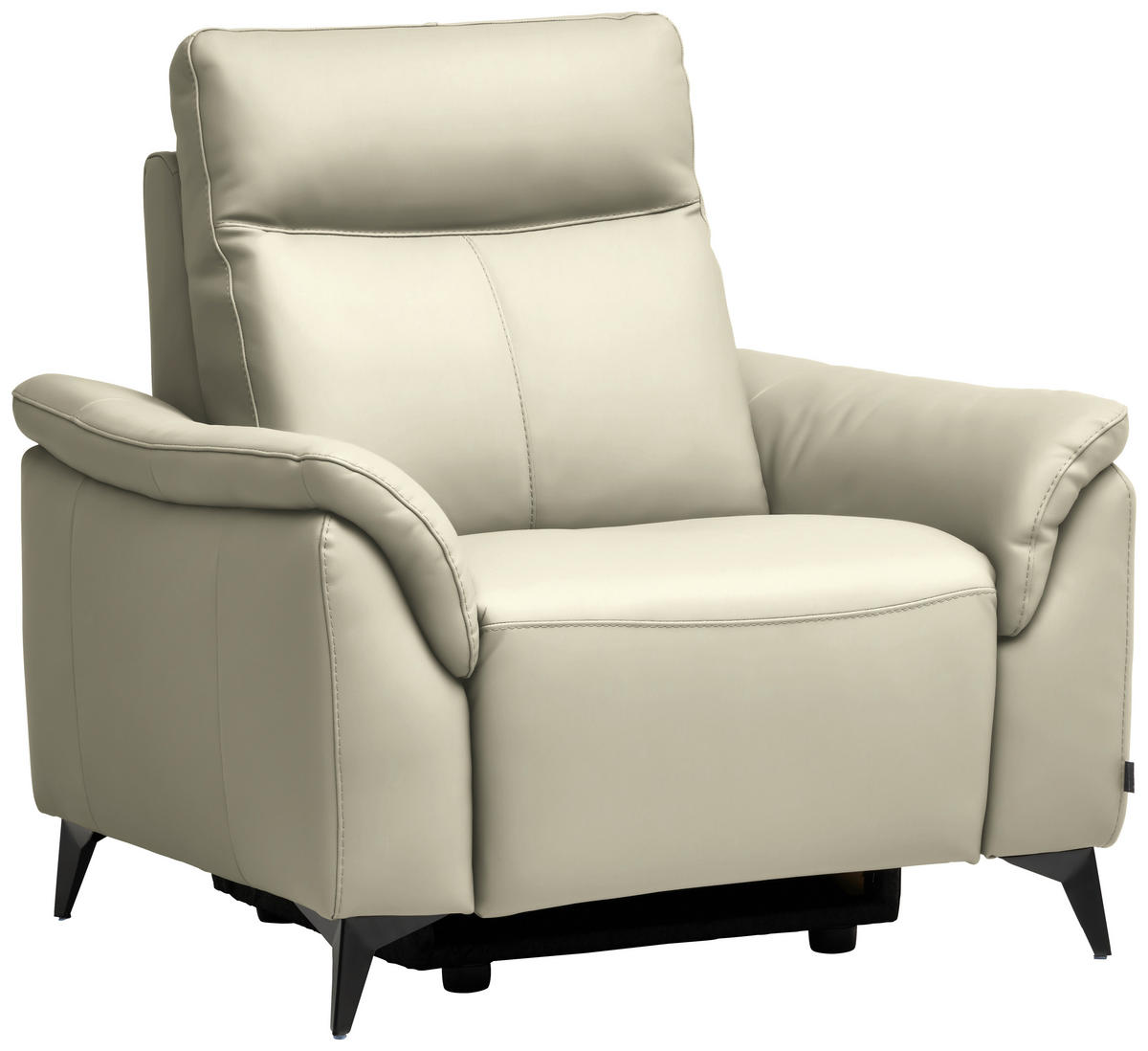 SESSEL in Echtleder Creme  - Creme/Schwarz, Design, Leder/Metall (107/105/98cm) - Belluti