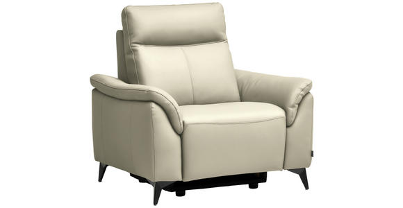 SESSEL in Echtleder Creme  - Creme/Schwarz, Design, Leder/Metall (107/105/98cm) - Belluti