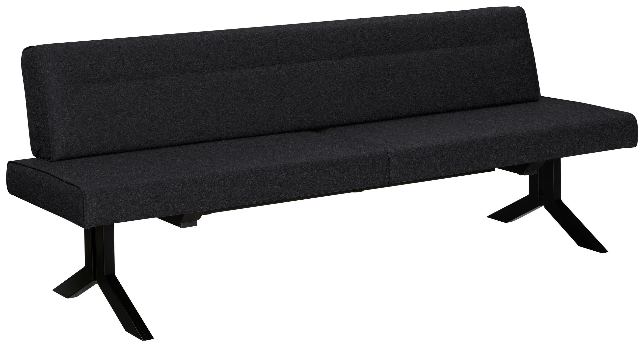 SITZBANK 220/87/70 cm Lederlook (vegan) Schwarz Metall  - Schwarz, KONVENTIONELL, Textil/Metall (220/87/70cm) - Moderano