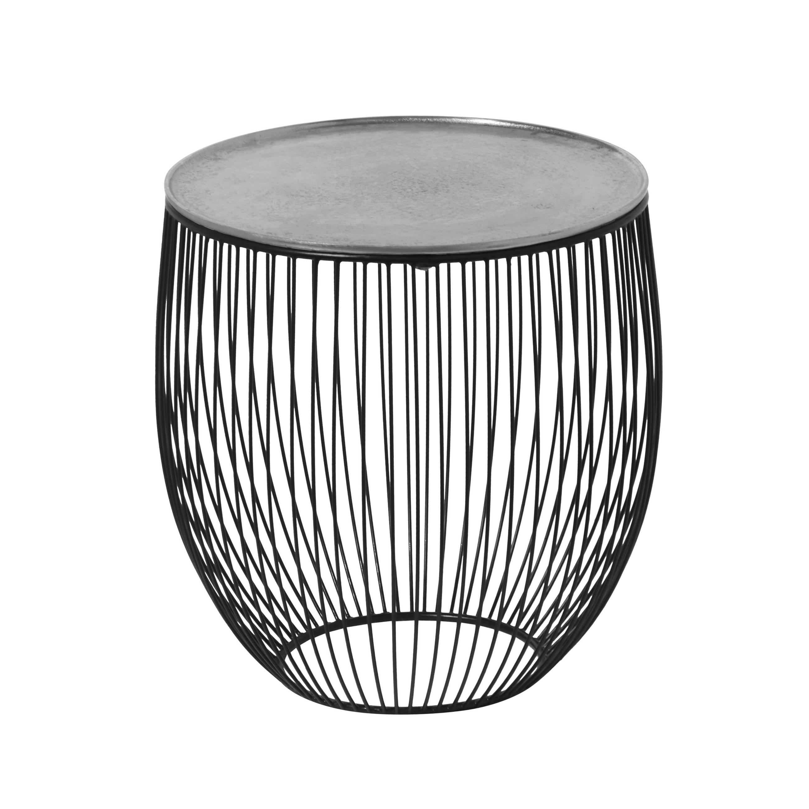 BEISTELLTISCH 43/43/42 cm Schwarz, Silberfarben rund  - Silberfarben/Schwarz, Design, Metall (43/43/42cm) - Boxxx