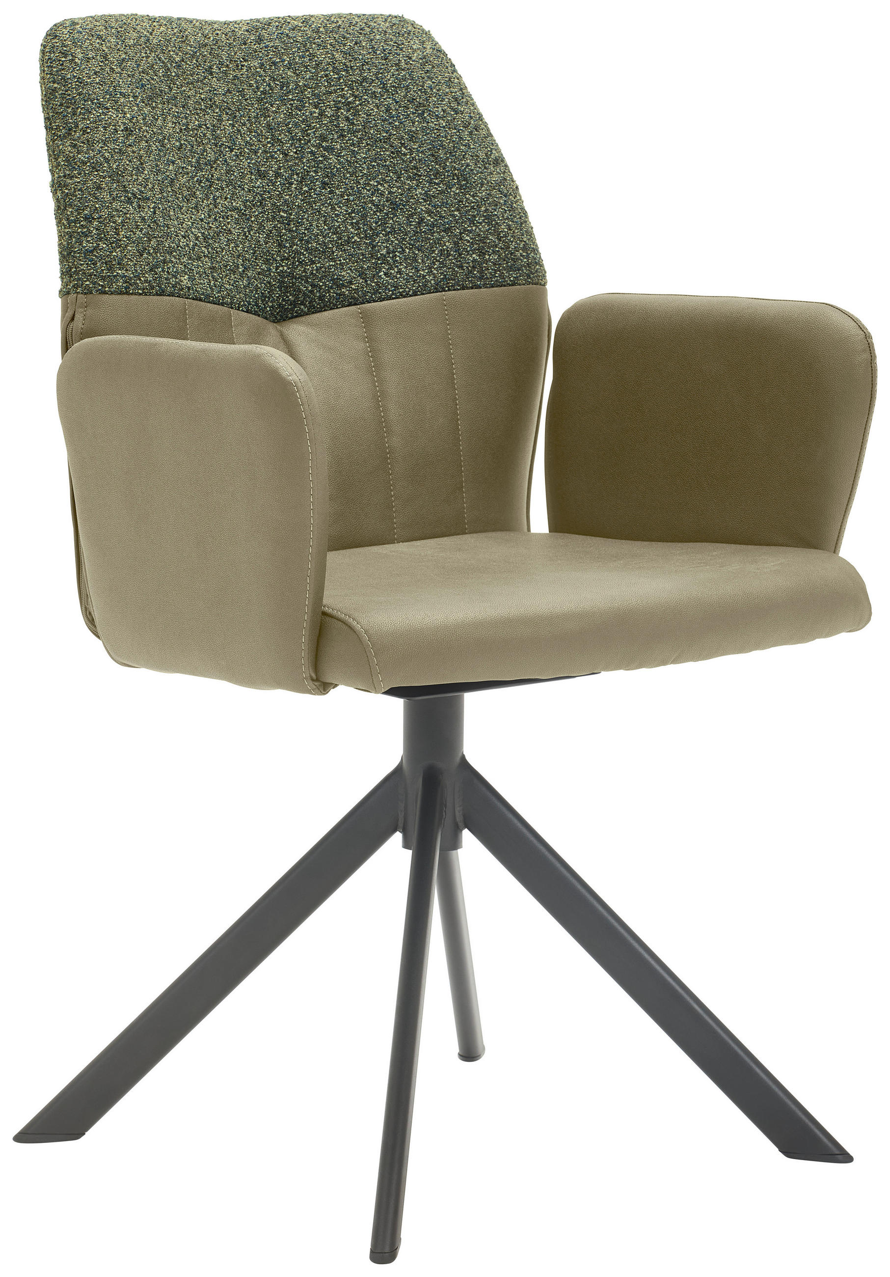 ARMLEHNSTUHL  in Lederlook, Webstoff  - Schwarz/Olivgrün, Konventionell, Textil/Metall (57/87/63cm) - Valdera