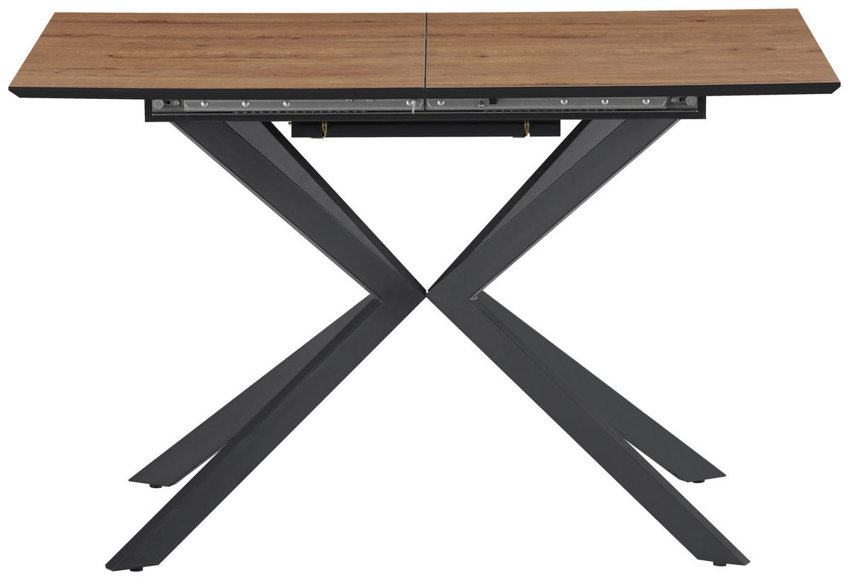 ESSTISCH Eichefarben rechteckig  ausziehbar  - Eichefarben/Schwarz, KONVENTIONELL, Holzwerkstoff/Metall (120-160/76/80cm) - MID.YOU