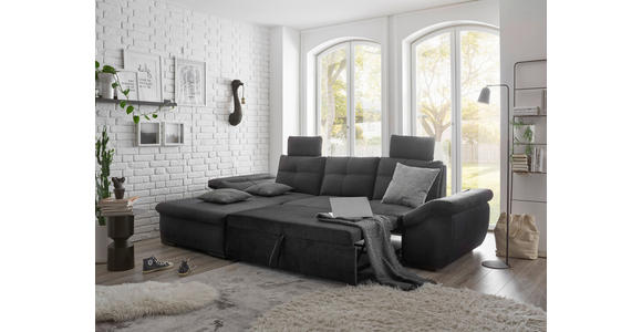 ECKSOFA in Mikrovelours Schwarz - Schwarz, KONVENTIONELL, Kunststoff/Textil (170/275cm) - Carryhome