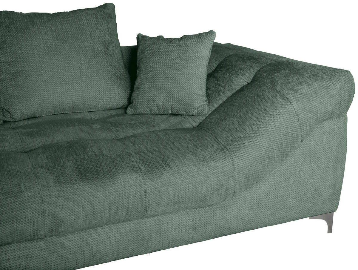 ECKSOFA Waldgrün Chenille  - Waldgrün/Chromfarben, KONVENTIONELL, Textil/Metall (227/329cm) - Carryhome