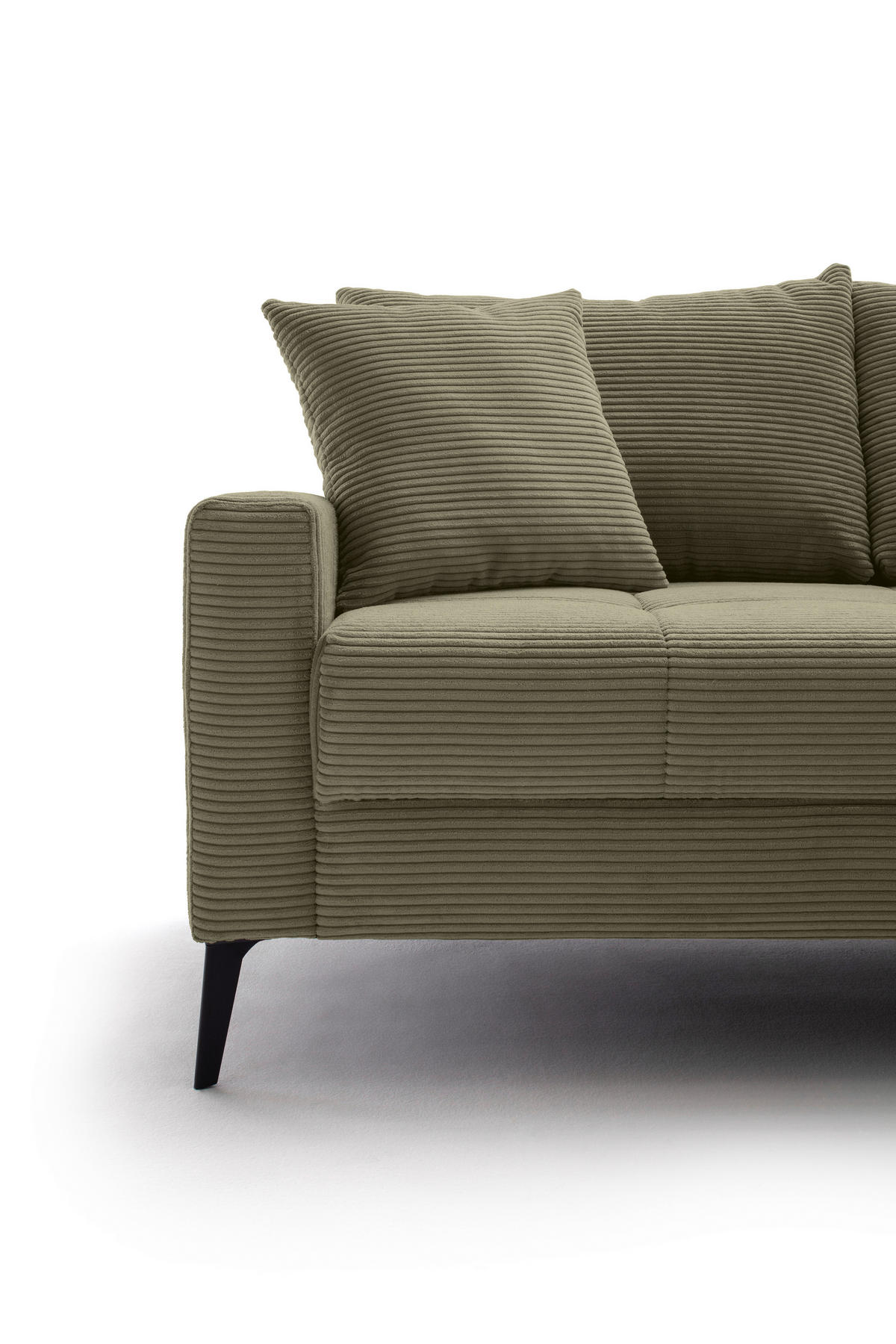 ECKSOFA Grün Cord  - Schwarz/Grün, KONVENTIONELL, Textil/Metall (280/173cm) - Hom`in