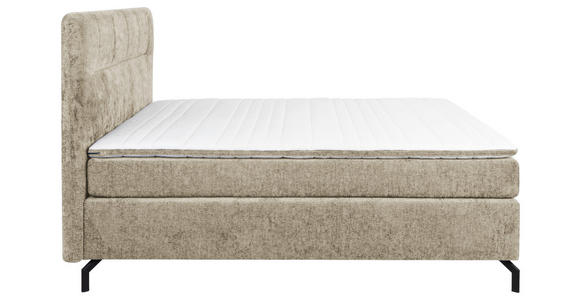 BOXSPRINGBETT 180/200 cm,  in Hellbraun, Topper, H2 + H3 = mittel + fest  - Hellbraun/Schwarz, Design, Textil/Metall (180/200cm) - Esposa