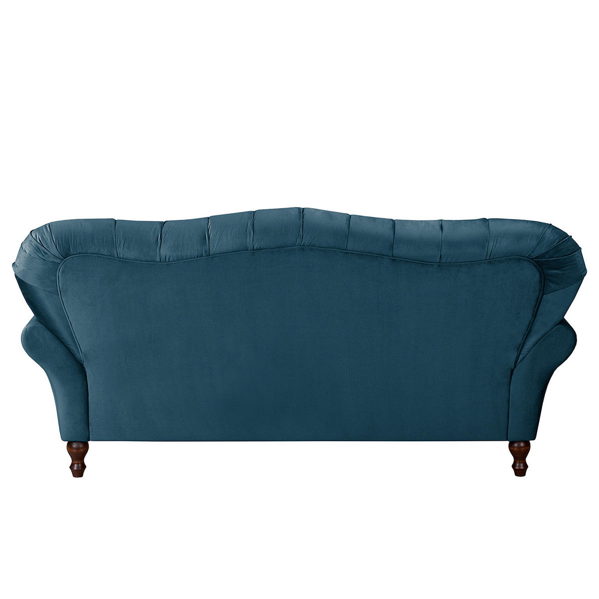 3-SITZER-SOFA Velours Dunkelblau  - Dunkelbraun/Dunkelblau, Design, Holz/Textil (210/98/95cm) - P & B