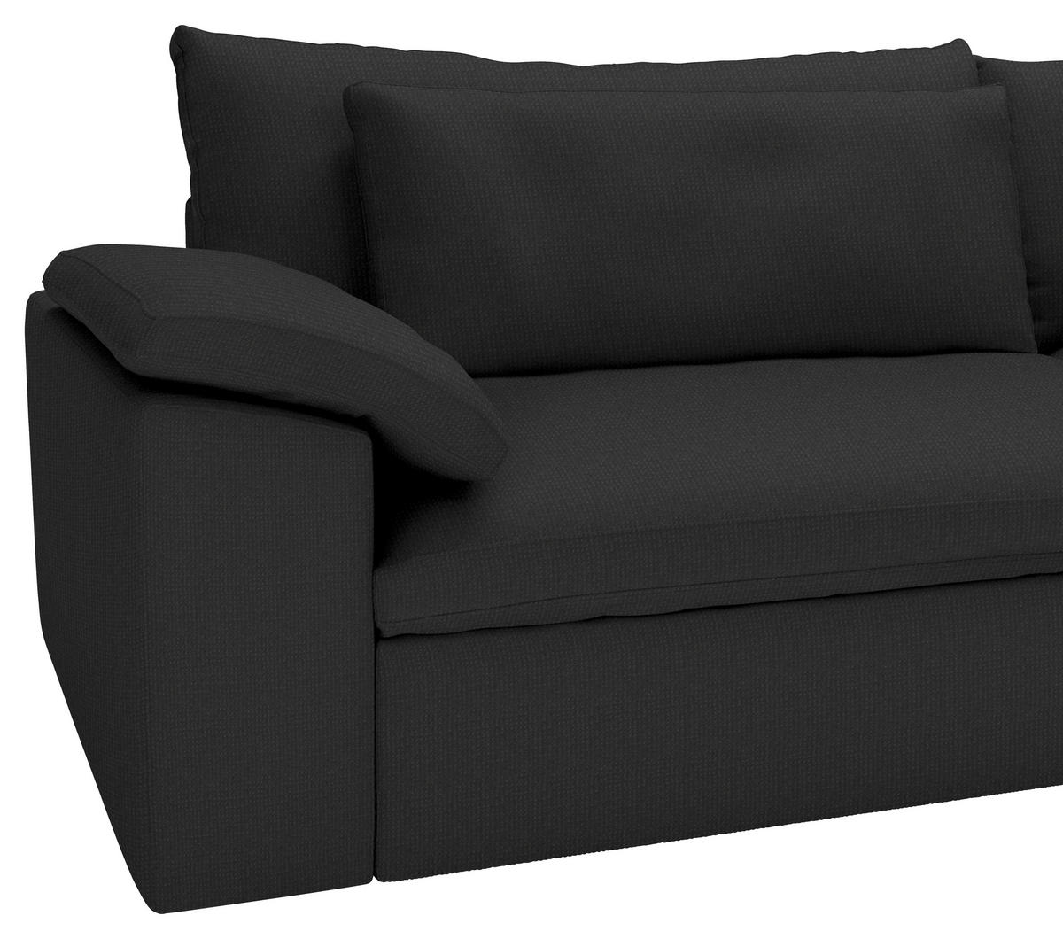ECKSOFA  Chenille Schwarz  - Schwarz, Modern, Kunststoff/Textil (306/198cm) - Carryhome