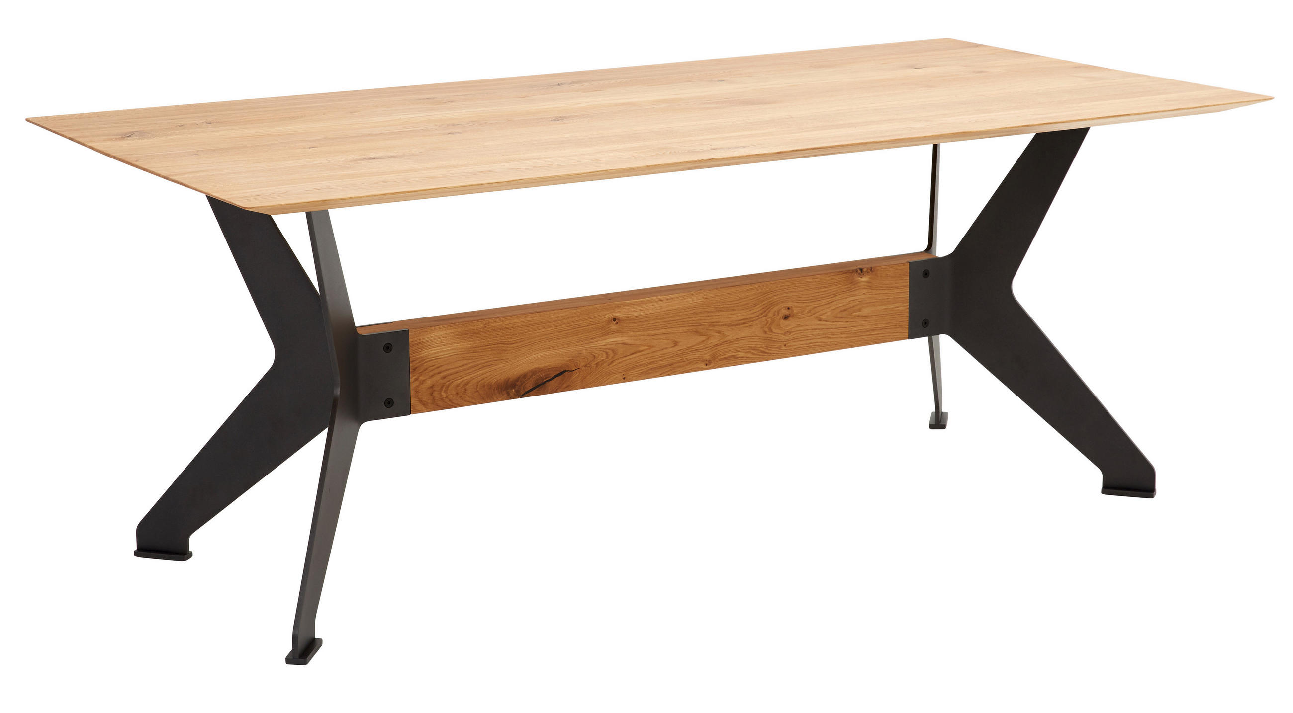 ESSTISCH in Holz, Metall 200/100/77 cm  - Eichefarben/Anthrazit, Design, Holz/Metall (200/100/77cm) - Bert Plantagie