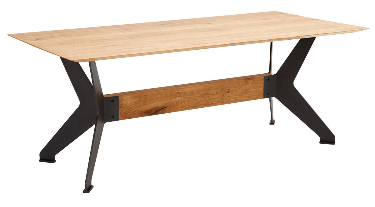 ESSTISCH in Holz, Metall 220/100/77 cm  - Eichefarben/Anthrazit, Design, Holz/Metall (220/100/77cm) - Bert Plantagie