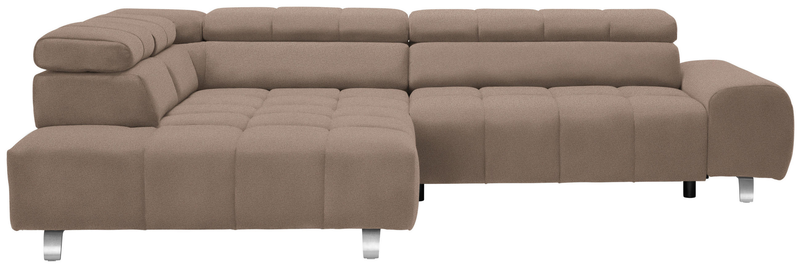 ECKSOFA Taupe Webstoff  - Taupe/Dunkelgrau, Design, Textil/Metall (201/295cm) - Hom`in