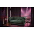 CHESTERFIELD-SOFA  in Samt Grün, Schwarz  - Schwarz/Grün, Trend, Holz/Textil (165/73/87cm) - Xora