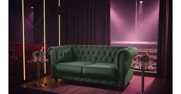 CHESTERFIELD-SOFA  in Samt Grün, Schwarz  - Schwarz/Grün, Trend, Holz/Textil (165/73/87cm) - Xora