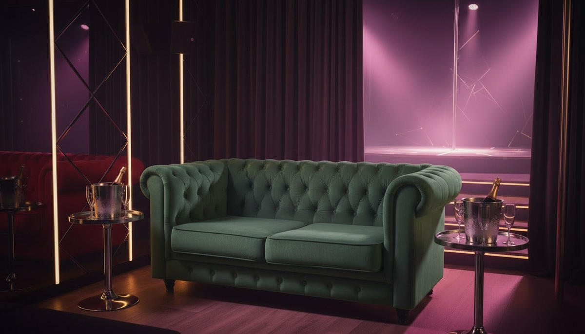 CHESTERFIELD-SOFA  in Samt Grün, Schwarz  - Schwarz/Grün, Trend, Holz/Textil (165/73/87cm) - Xora