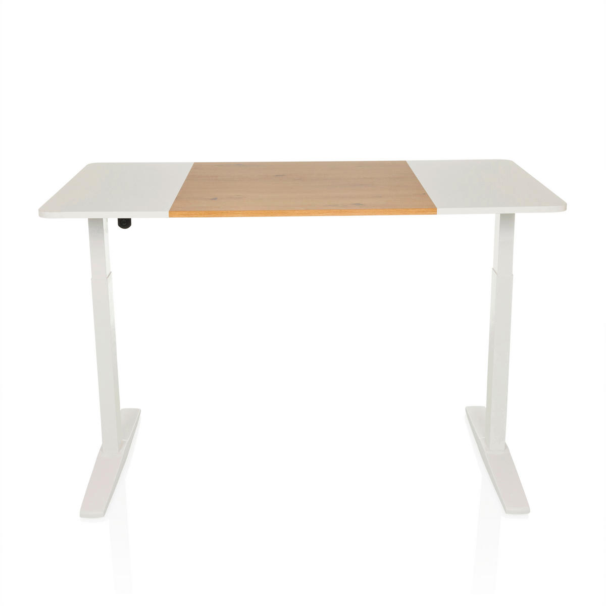 SKRIVBORD 140/70/73 - 118 cm  i vit, ekfärgad  - vit/ekfärgad, Modern, metall/trämaterial (140/70/73 - 118cm) - MID.YOU