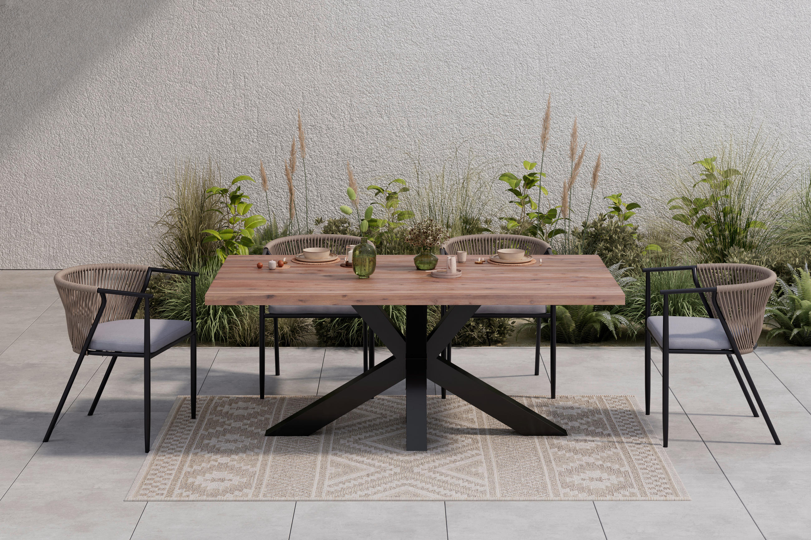 ZAHRADNÍ STŮL, dřevo, kov, 220/76/100 cm - barvy akácie, Moderní, kov/dřevo (220/76/100cm) - Ambia Garden