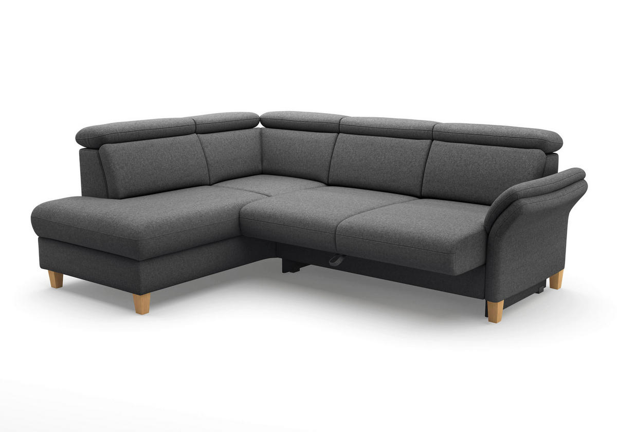 ECKSOFA GLENDALE E Dunkelgrau Flachgewebe  - Eichefarben/Dunkelgrau, KONVENTIONELL, Holz/Textil (193/247cm) - Sit & More