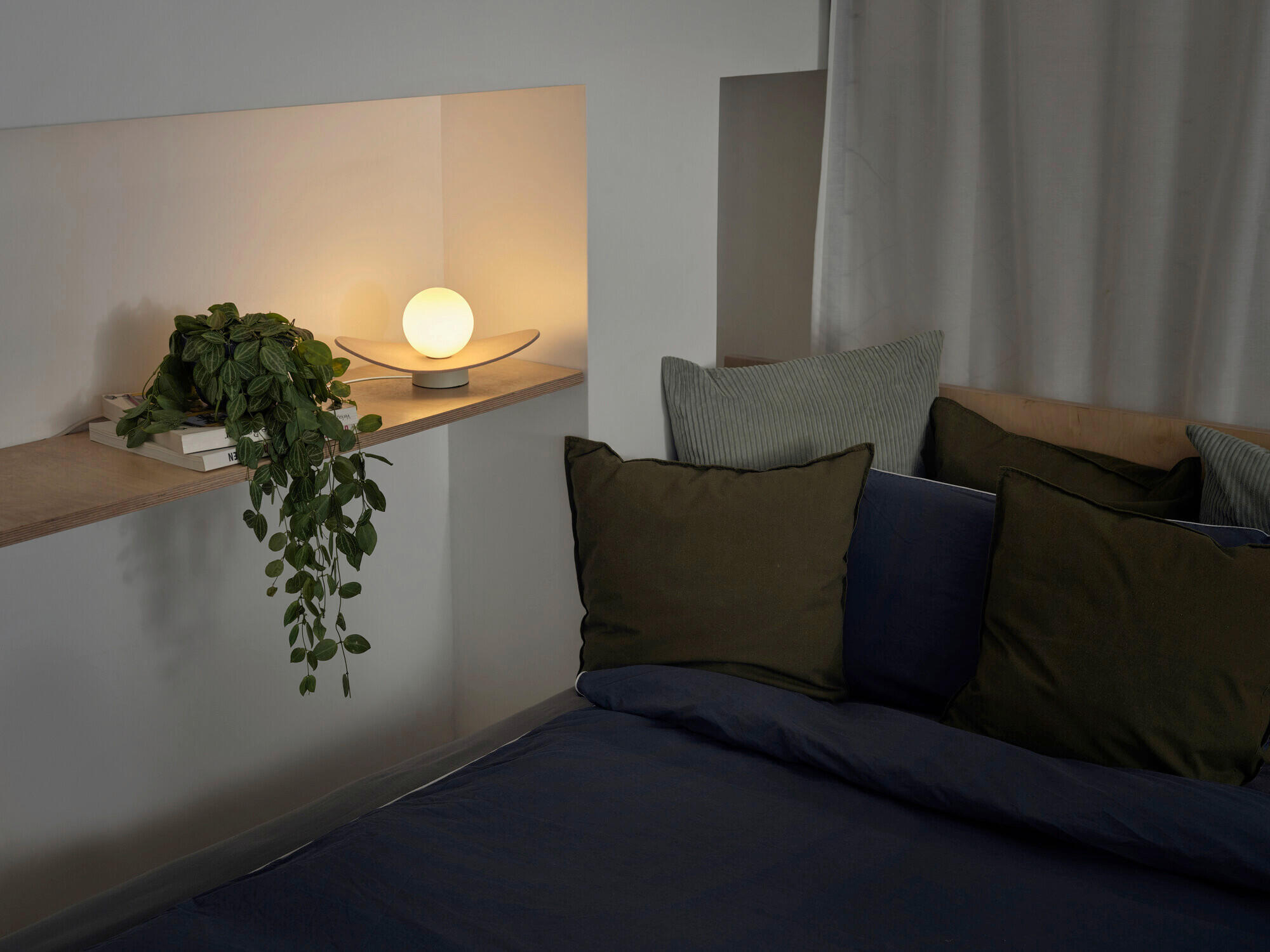 TISCHLEUCHTE 28/15/13,5 cm   - Beige, Design, Glas/Textil (28/15/13,5cm) - Osram