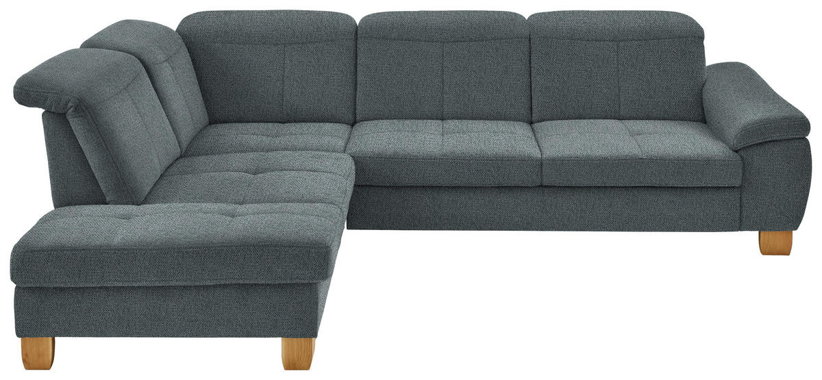 ECKSOFA in Flachgewebe Blaugrau  243/301 cm  - Wildeiche/Blaugrau, Natur, Holz/Textil (243/301cm) - Voleo