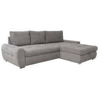 ECKSCHLAFSOFA  in Velours Fango  - Chromfarben/Fango, Design, Kunststoff/Textil (277/175cm) - Livetastic