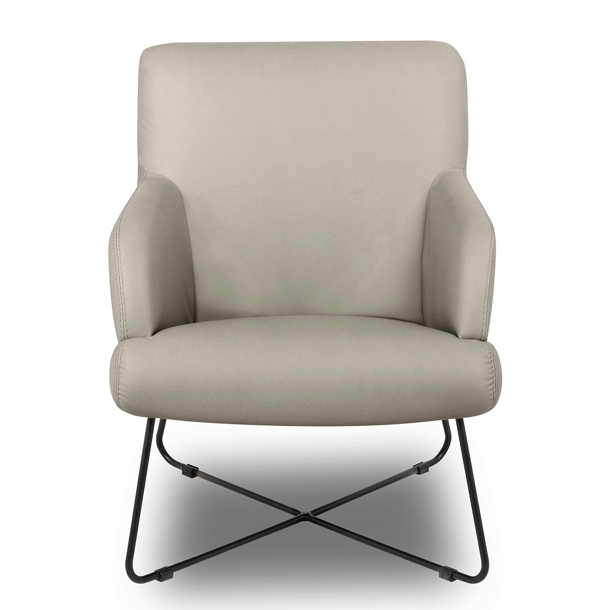 SESSEL Lederlook Grau  - Schwarz/Grau, Design, Textil/Metall (67/87/74cm) - Livetastic