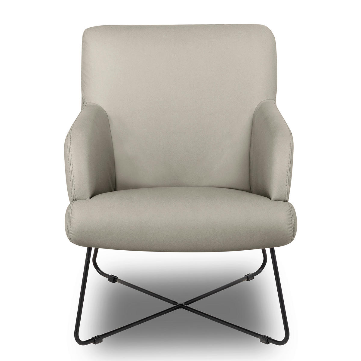 SESSEL Lederlook Grau  - Schwarz/Grau, Design, Textil/Metall (67/87/74cm) - Livetastic