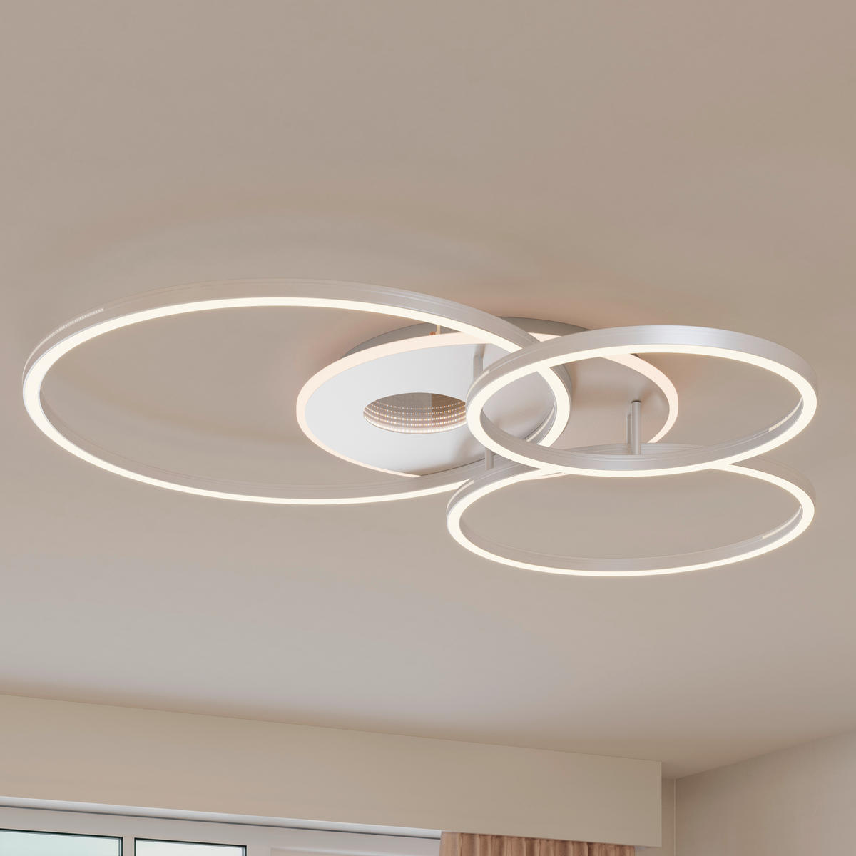 LED-DECKENLEUCHTE Oria 111/86/13 cm  - Nickelfarben, Design, Kunststoff/Metall (111/86/13cm) - Novel