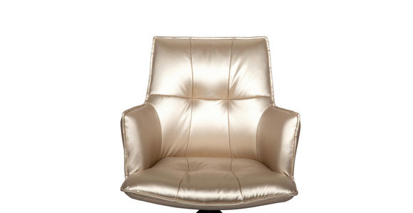 ARMLEHNSTUHL in Eisen Lederlook - Champagner/Schwarz, Design, Textil/Metall (59/89,5/63cm) - Novel