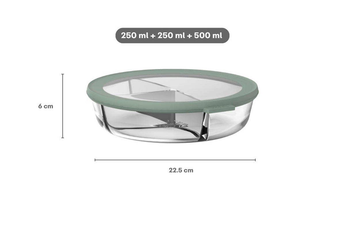 FRISCHHALTEDOSE Cirqula 1 L  - Klar/Salbeigrün, KONVENTIONELL, Glas/Kunststoff (22,5/6/23,5cm) - Mepal