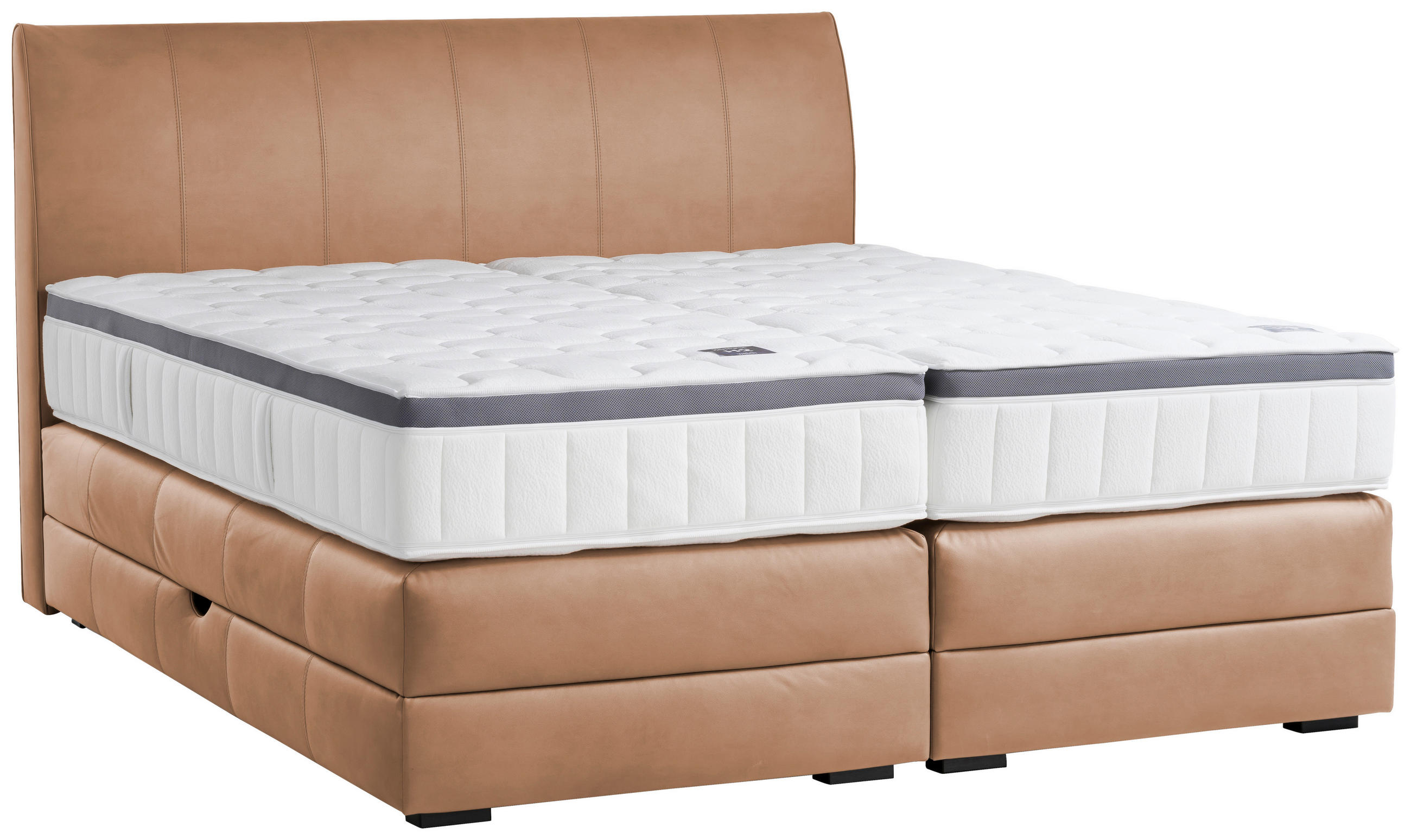 BOXSPRINGBETT 180/200 cm,  in Haselnussfarben, Bettkasten, Topper, Matratzen, H2 + H3 = mittel + fest  - Wengefarben/Haselnussfarben, KONVENTIONELL, Holz/Textil (180/200cm) - Novel