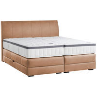 BOXSPRINGBETT 160/200 cm,  in Haselnussfarben, Bettkasten, Topper, Matratzen, H2 + H3 = mittel + fest  - Wengefarben/Haselnussfarben, KONVENTIONELL, Holz/Textil (160/200cm) - Novel