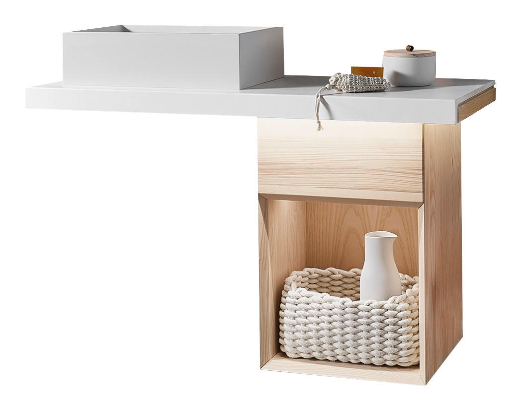 WASCHTISCHKOMBI 102 cm  - Eichefarben/Weiß, Natur, Holz/Stein (102cm) - Valdera