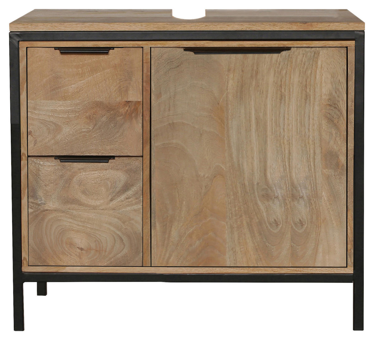 WASCHBECKENUNTERSCHRANK 60/63/40 cm  - Schwarz/Naturfarben, MODERN, Holz/Metall (60/63/40cm) - Livetastic